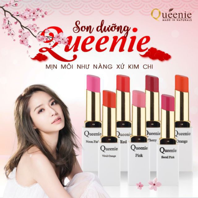 Son dưỡng môi Queenie cao cấp bổ sung collagen lâu phai giàu dưỡng chất - Hàng chính hãng