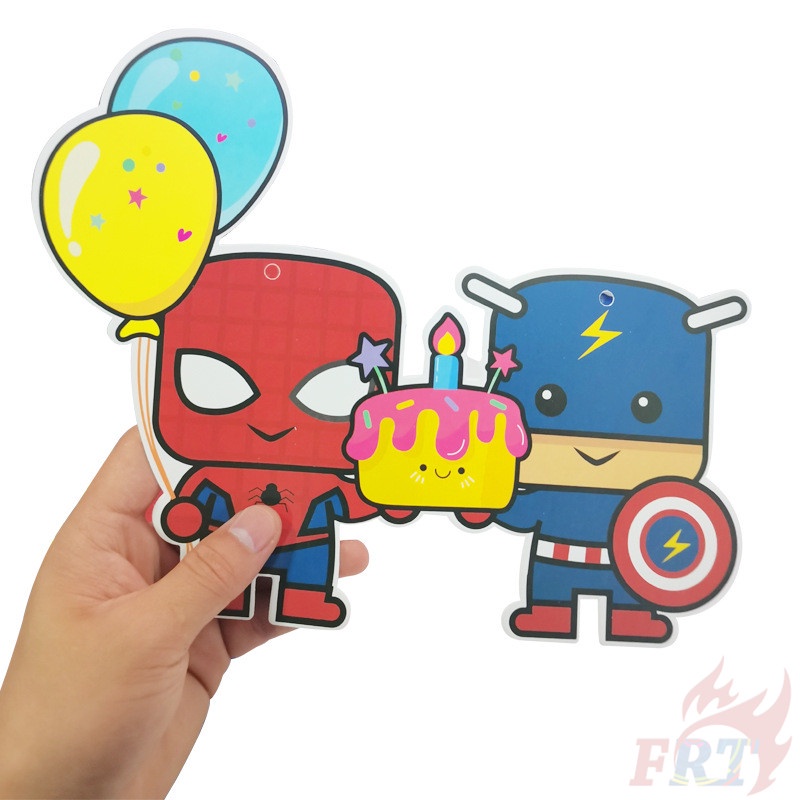 Dây cờ treo trang trí tiệc sinh nhật hình siêu anh hùng 02