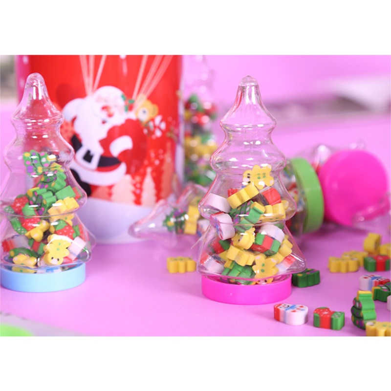 Set 26 cục tẩy làm bằng cao su mini để trong hộp hình cây thông giáng sinh họa tiết cổ điển dùng trong trường hợp