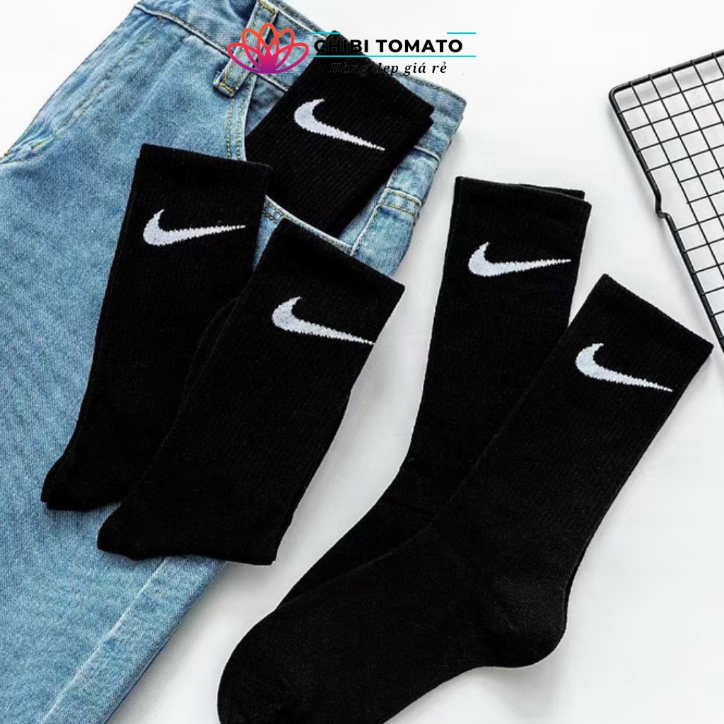 Tất vớ nữ cổ cao cổ ngắn sét 5 đôi đen nike adidas T24, T25, T26