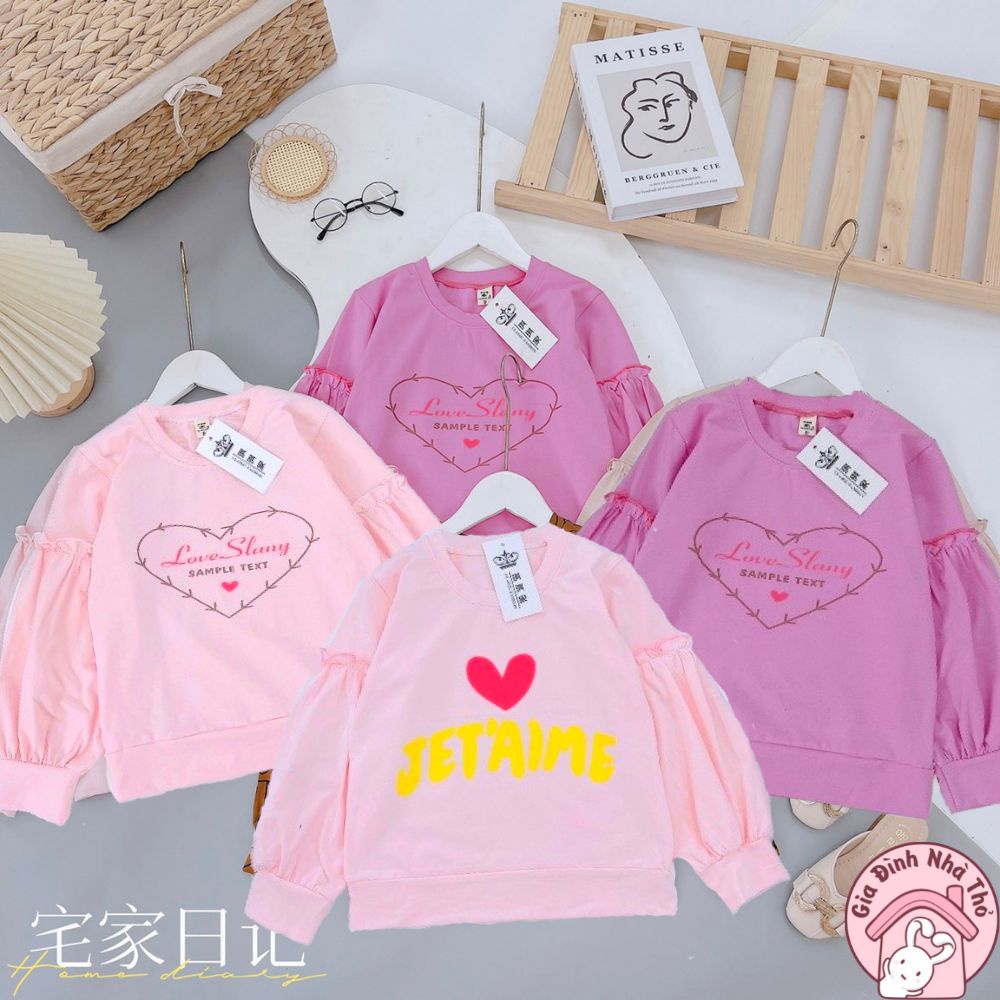 Áo cotton dài tay giữ nhiệt thu đông bé gái đi học đi chơi