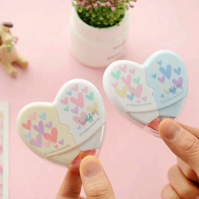 2 Bút Xóa Giấy Hình Trái Tim Dài 10m