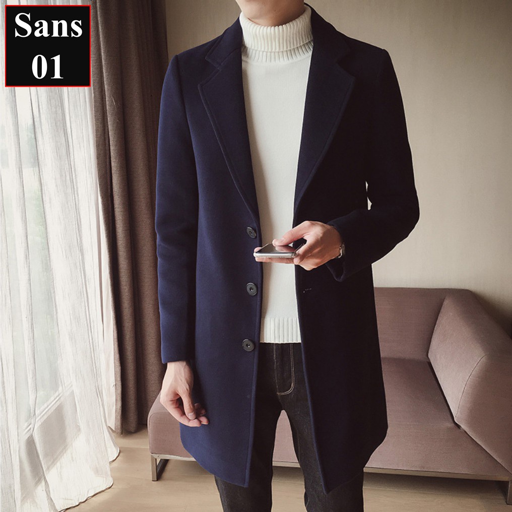 ✇☃Áo măng tô nam dáng dài Sans01 khoác dạ hàn quốc blazer mangto giá rẻ đen xanh vàng bigsize 3XL 4XL 5XL trech coat men
