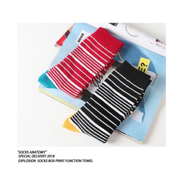 Vớ Tất Unisex Sọc Cá Tính Cotton Kháng Khuẩn Freesize Nam Nữ Hàng Loaij1 Bao Đổi Trả