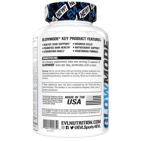GLOW MODE EVL Hỗ Trợ Đẹp Da Mượt Tóc Trẻ Hóa Tế Bào EVLUTION GLOW MODE 30 VIÊN