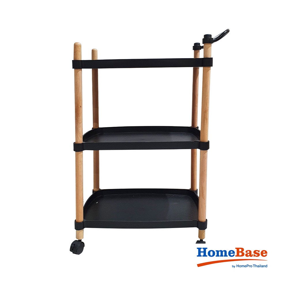 HomeBase STACKO Kệ để đồ 3 tầng bằng nhựa có bánh xe FOREST Thái Lan W47xD31xH80cm màu đen