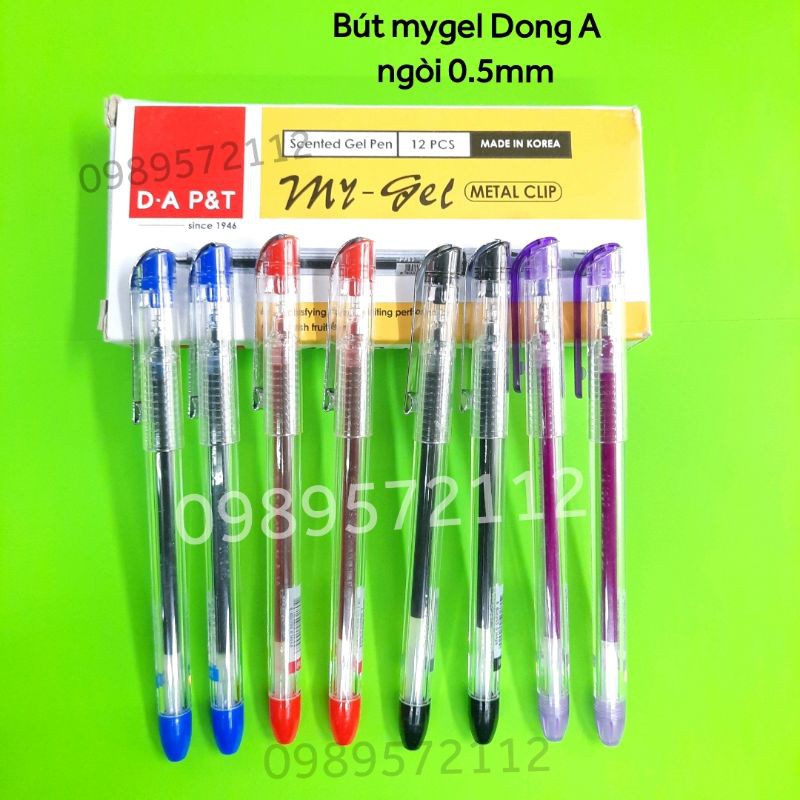 {12cái} Bút bi nước nét 0.5mm mygel,nắp cài sắt