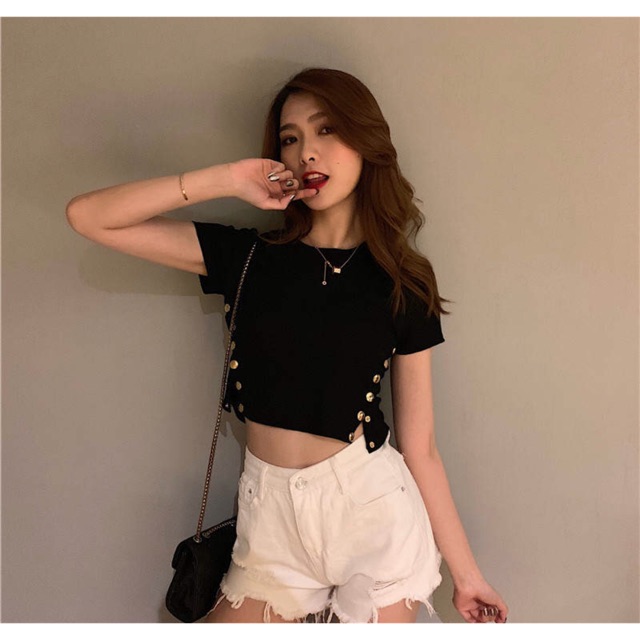 Áo Croptop Body Cúc Bấm Quảng Châu Ulzzang Hàn Quốc Hot 2020