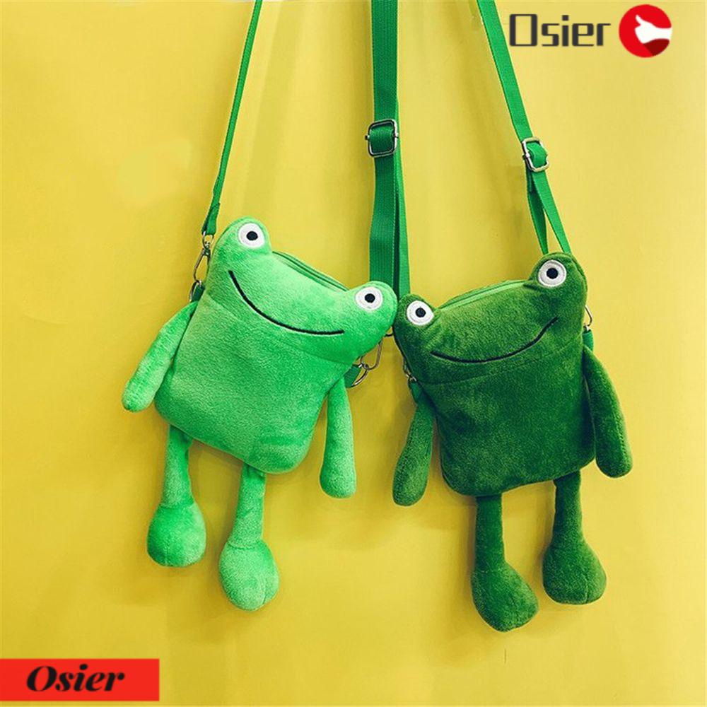 Túi Đeo Vai Họa Tiết Hoạt Hình Ếch Phối Lông Xù 1 Cái