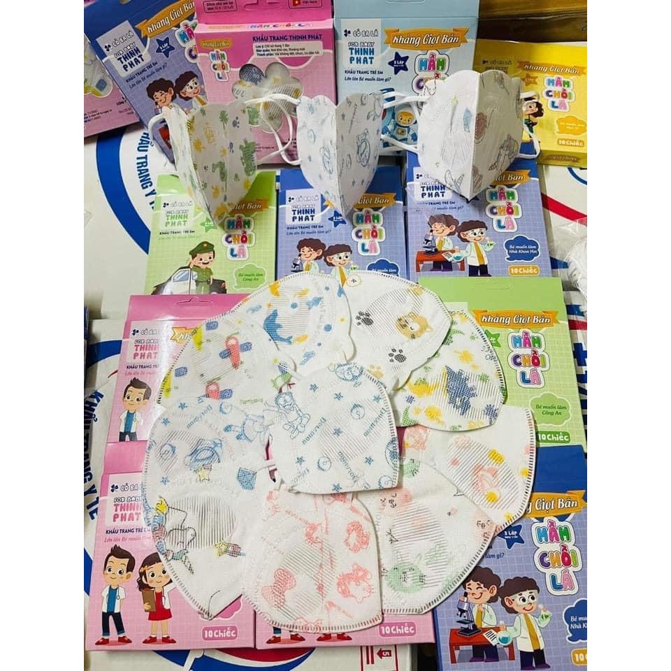 Khẩu Trang 3D Gấu Mầm Chồi Lá Thịnh Phát,  Khẩu Trang 3D Cho Bé từ 4-10 Tuổi 3 Lớp Kháng Giọt Bắn, Kháng Khuẩn