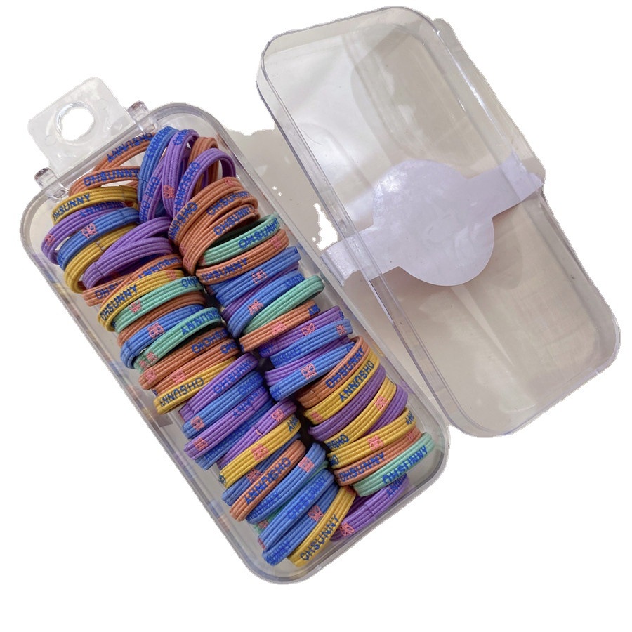 PVN48675 Set 60 Dây Buộc Tóc Cao Su Co Giãn Tốt Không Đau Cho Bé