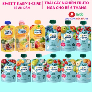 Hoa quả nghiền Fruto Nga 90g, trái cây nghiền cho bé ăn dặm 6 tháng