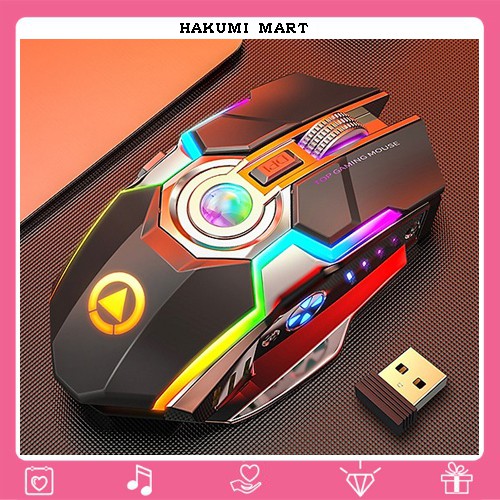 Chuột Không Dây Gaming Pin Sạc Led 🆁🅶🅱7 Màu🔥🎁 𝕱𝖚𝖑𝖑 𝕭𝖔𝖝, 𝕾𝖎𝖑𝖊𝖓𝖙 𝕮𝖑𝖎𝖈𝖐 𝕮𝖚̛̣𝖈 𝕯𝖊̣𝖕