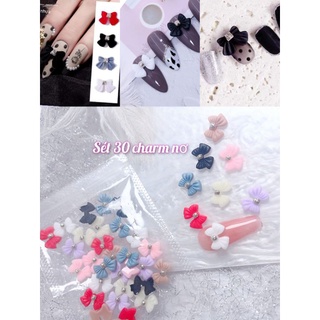 Set 30 charm nơ nail 8 màu mới