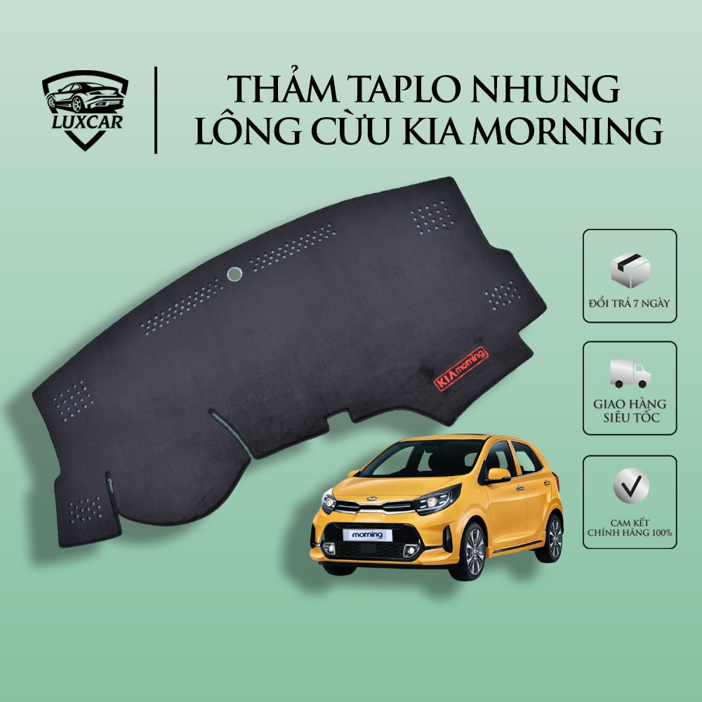 Thảm Taplo Nhung Lông Cừu LUXCAR Xe KIA MORNING - Đế cao su chống trượt đời xe 2008-2020