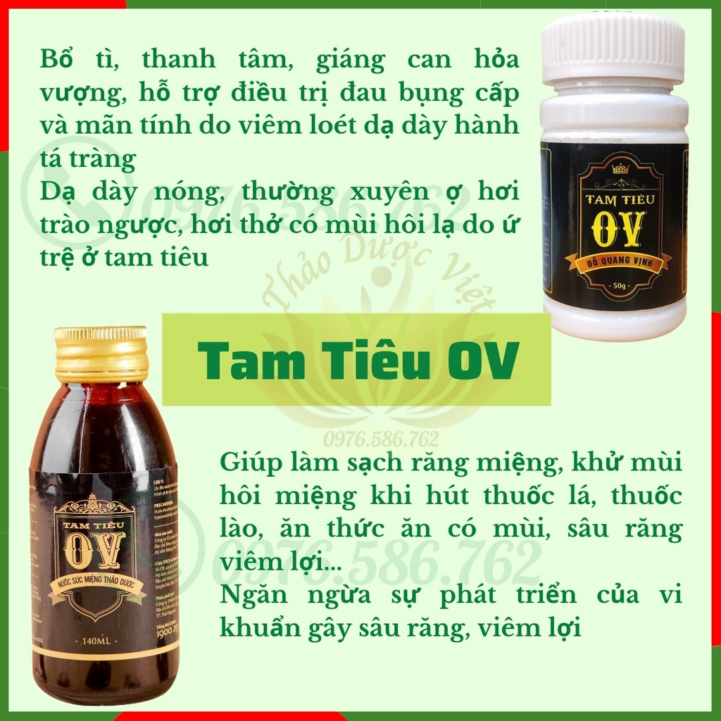 [Combo Hiệu Quả 100%] Nước Súc Miệng Và Viên Uống Tam Tiêu OV, Thơm Miệng, Khử Mùi Hôi Miệng