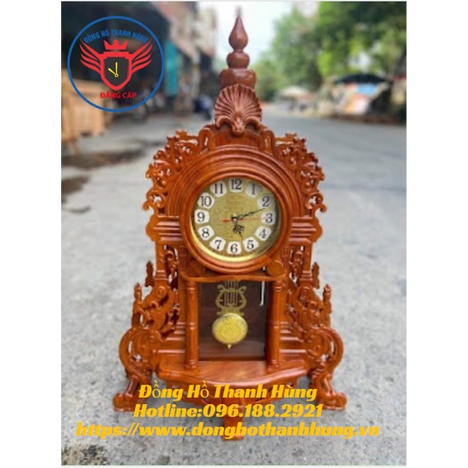 Đồng hồ quả lắc mini đuôi công cao 72 cm để gỗ hương chất. Đồng Hồ Thanh Hùng