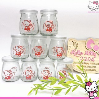 🌸🌸 Combo 12 cốc thủy tinh đựng sữa chua hình Hello Kitty ☘☘