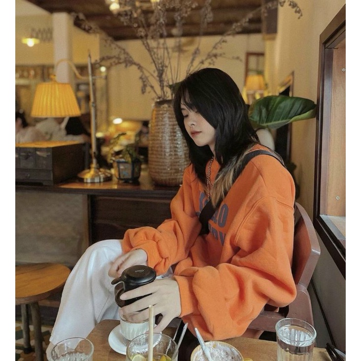 Áo Sweater Cam Kèm Quần Kaki Trắng  - Ảnh thật ở cuối