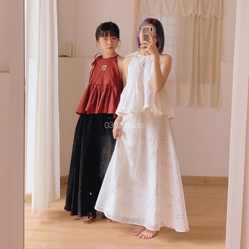 Yếm linen Ý Thơ thêu hoa - 0303Studio ✿ | BigBuy360 - bigbuy360.vn
