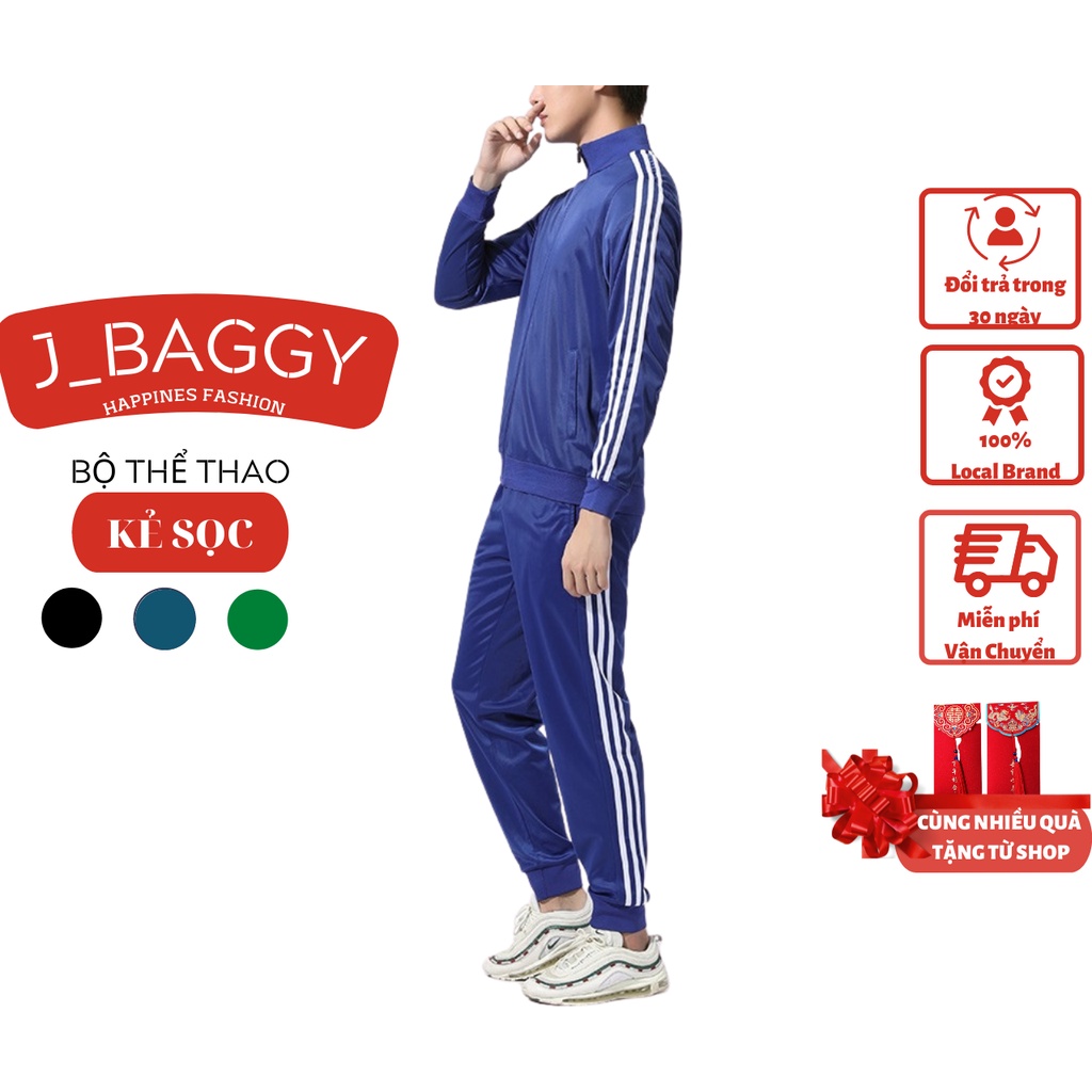 Bộ thể thao nam nữ thu đông 3 sọc, bộ đồ mặc nhà co giãn 4 chiều đủ size