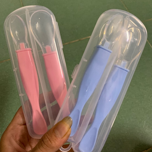 Hộp 2 thìa silicon cho bé hàng cao cấp