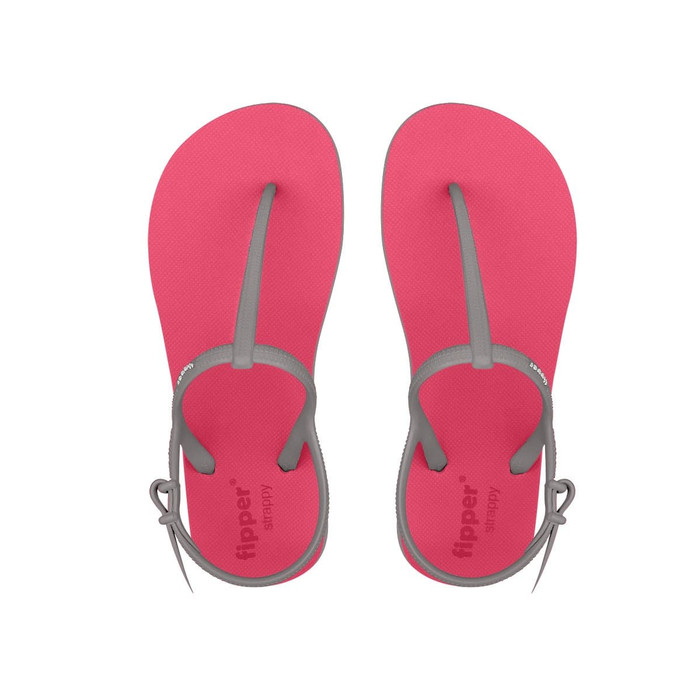 Strappy Fipper / Women 's Flip Flops / Red Ruby Gray