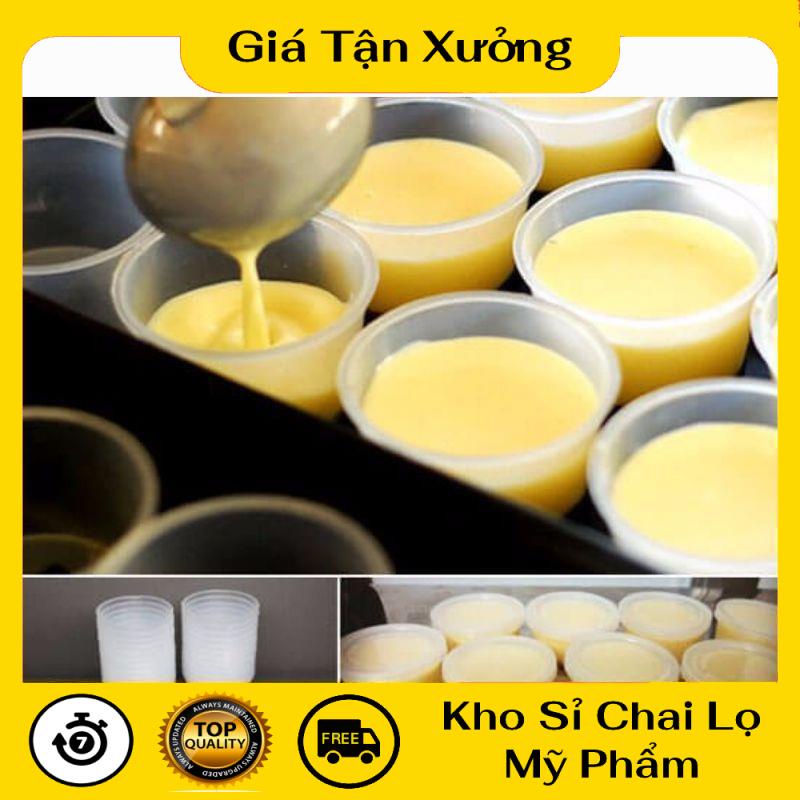 Hũ làm caramen, hủ bánh flan, khuôn làm bánh flan có nắp bằng nhựa 100% , phụ kiện du lịch