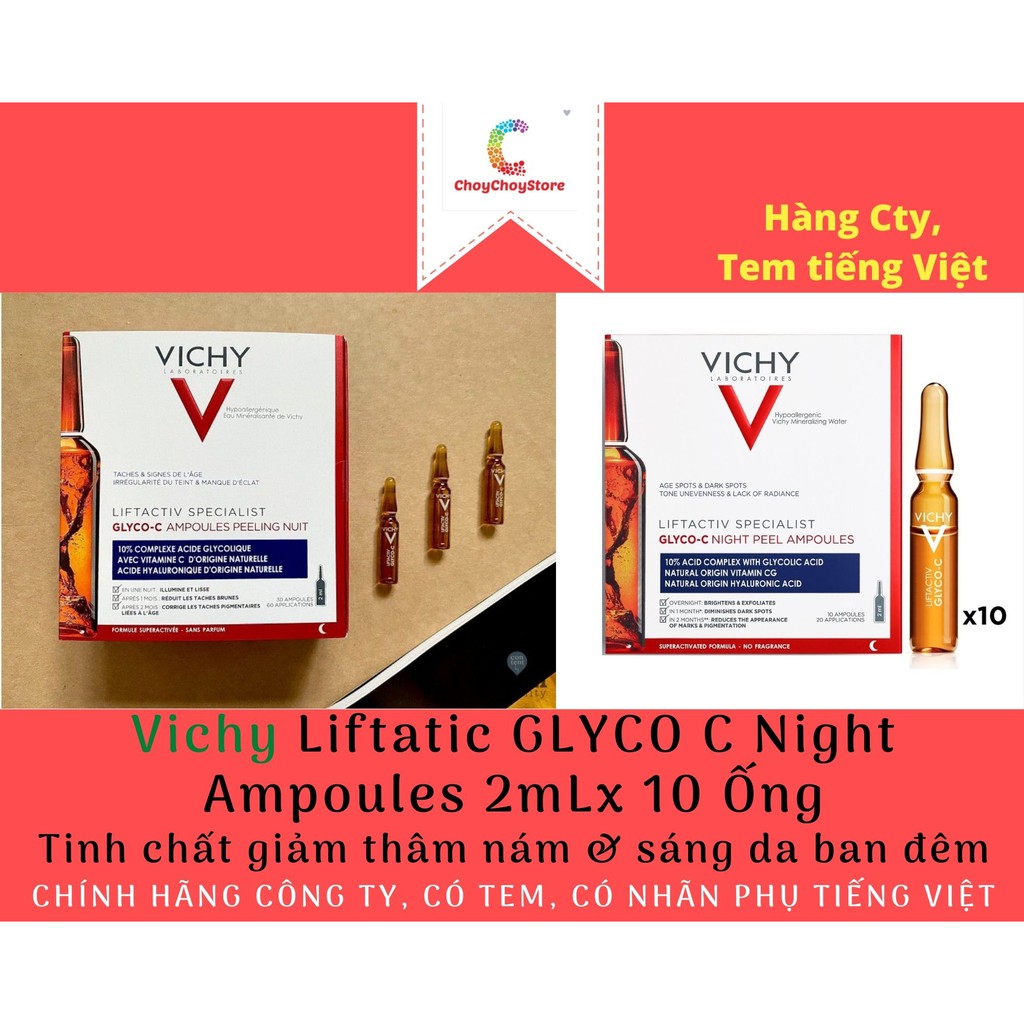 [TEM CTY] VICHY Liftactiv Specialist GLYCO C NIGHT PEEL Ampoules 2ml x 10 o - Tinh Chất Glyco-C Giảm Thâm Nám LàmSáng Da