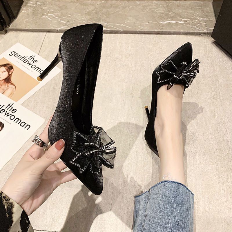 Giày cao gót nơ đá bít mũi gót nhọn Chị Đẹp Store mã H123