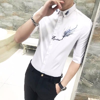 ÁO SƠ MI NAM THÊU LÔNG VŨ ( KÈM HÌNH THẬT ) CAO CẤP HÀN QUỐC