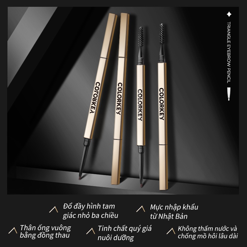 【COLORKEY】Colorkey &amp; Shopee Bút Kẻ Mắt Và Lông Mày Đầu Tam Giác Nhanh Khô Kháng Nước Dễ Lên Màu