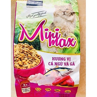 Thức ăn hạt cao cấp cho mèo Minimax Vị cá ngừ và gà Gói 350g