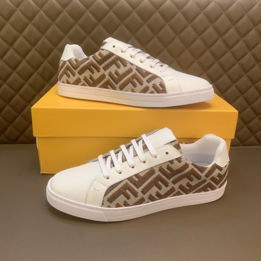 Giày sneakers nam da thật FENDI FD thiết kế ấn tượng với họa tiết kinh điển