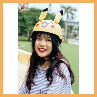 Mũ Nón Bảo Hiểm Nửa Đầu 1/2 Pikachu Kèm Chong Chóng |Mũ Nhựa ABS Độ Bền Cao -BH 12 Tháng