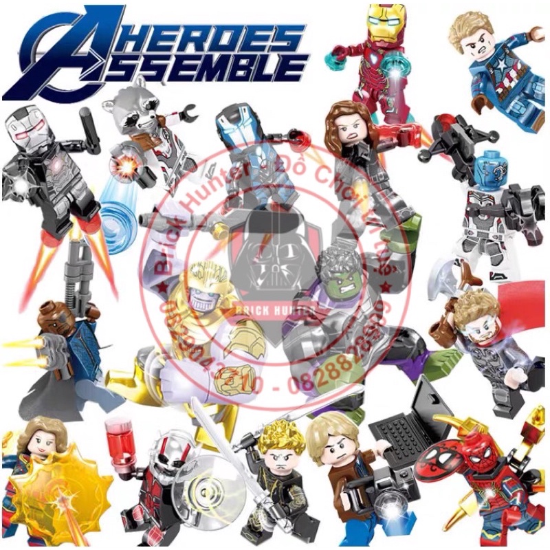 Marvel Super Heroes Minifigures mô hình lắp ráp các nhân vật Siêu anh hùng Ironman Thor pepper warmachine Thanos hulk