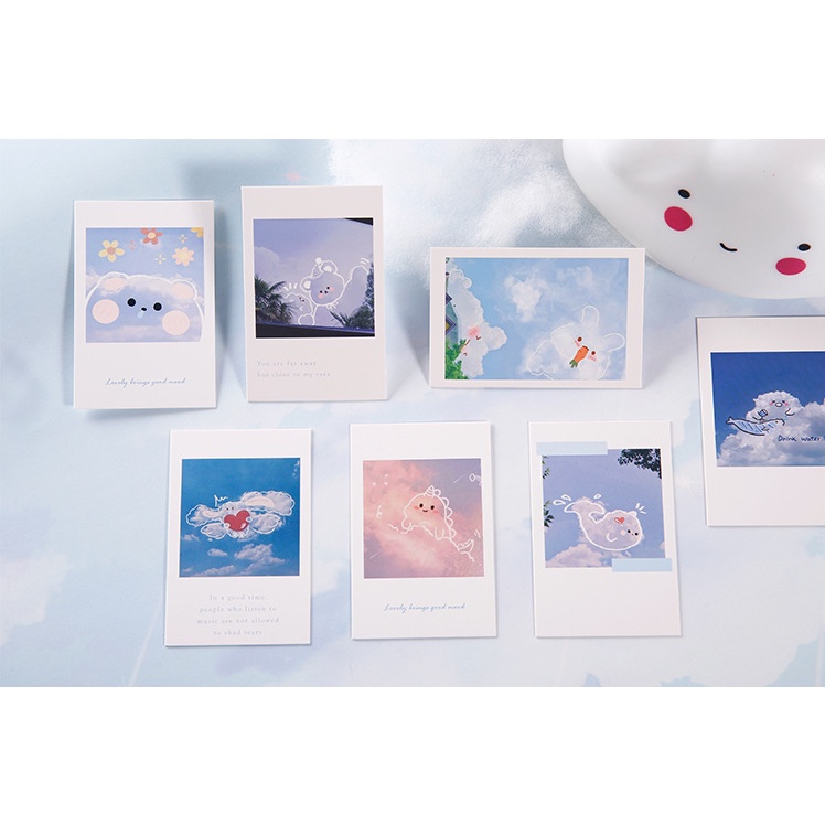 Set 27 tấm thẻ MINI CARD vẽ mây ngộ nghĩnh đáng yêu bưu thiếp nghệ thuật