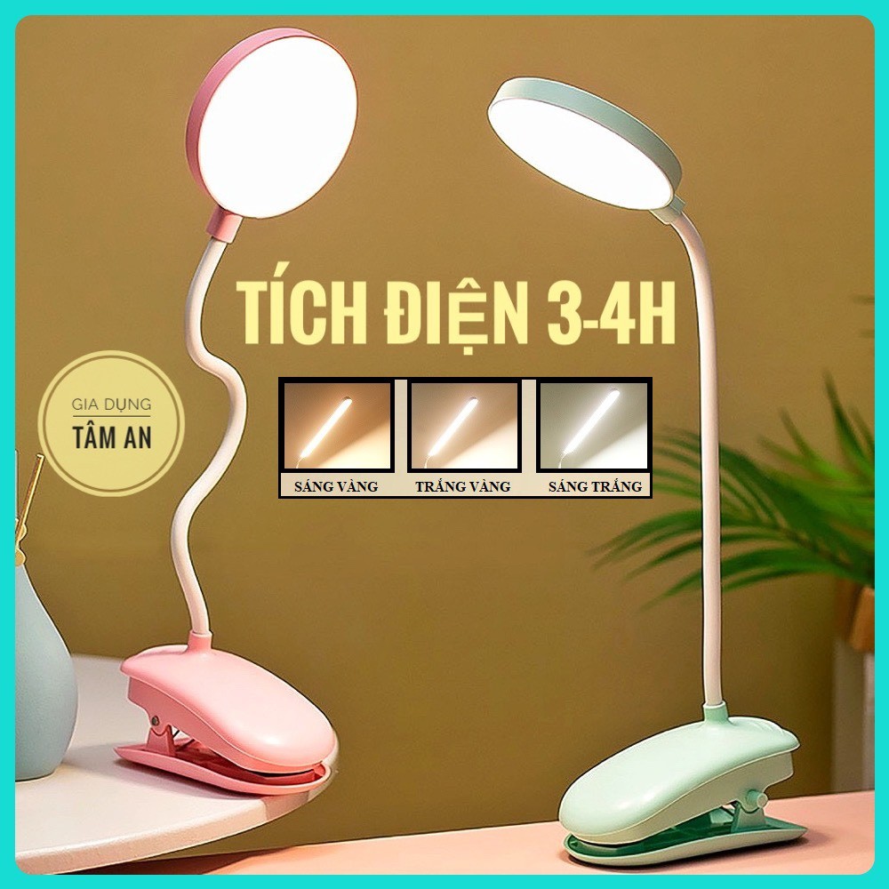 Đèn Led đế kẹp SL94 - Tích điện, ba màu ánh sáng - Đèn bàn