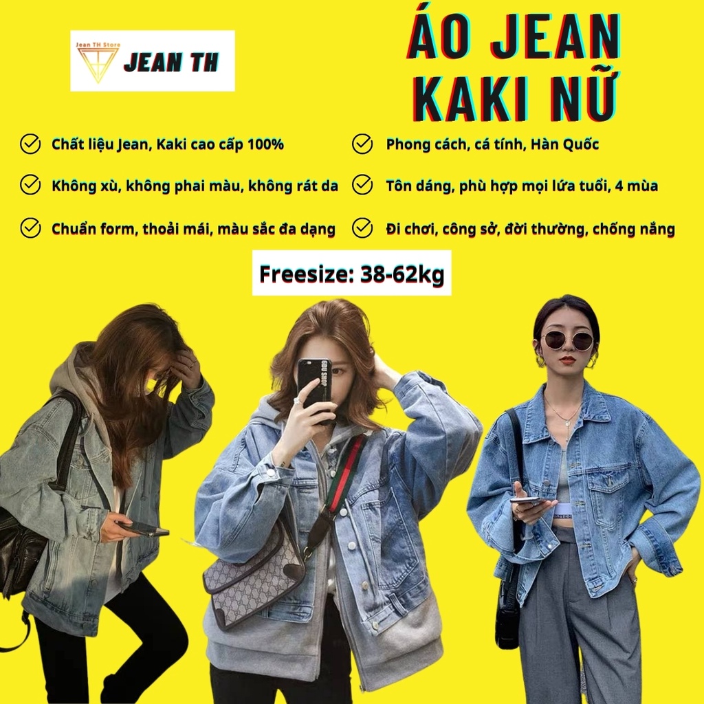 Áo khoác kaki nữ xẻ sau TH Store nhiều màu cá tính phong cách ulzzang chống nắng