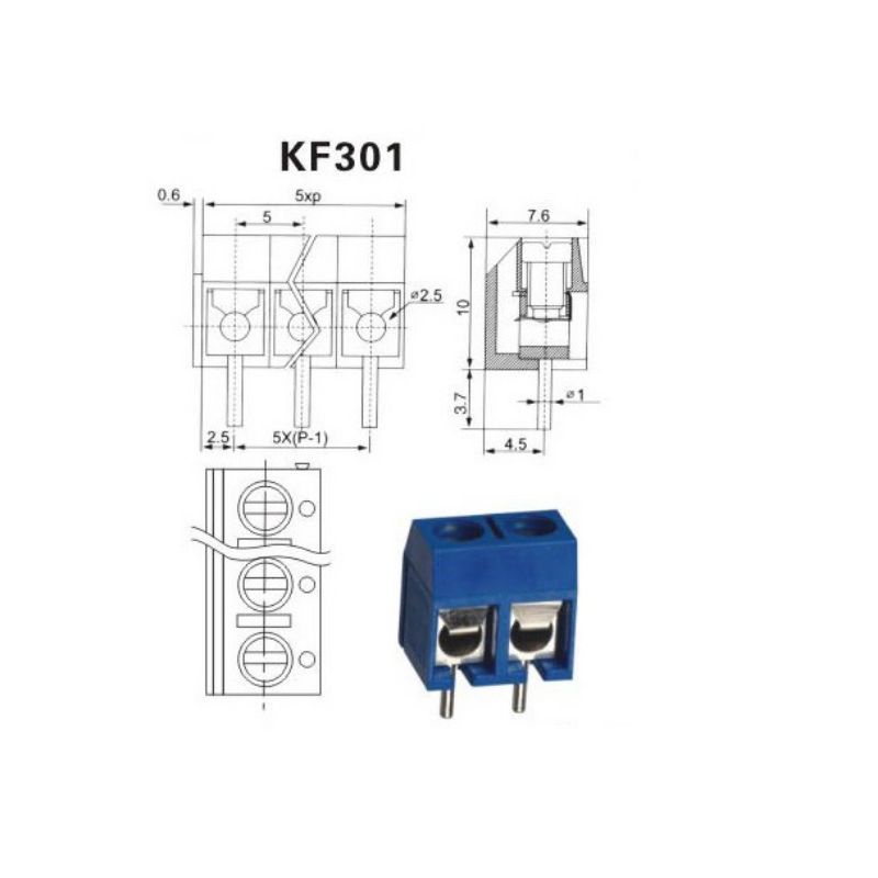 Đầu nối Domino kf301 2p 3p terminal bock chân thẳng