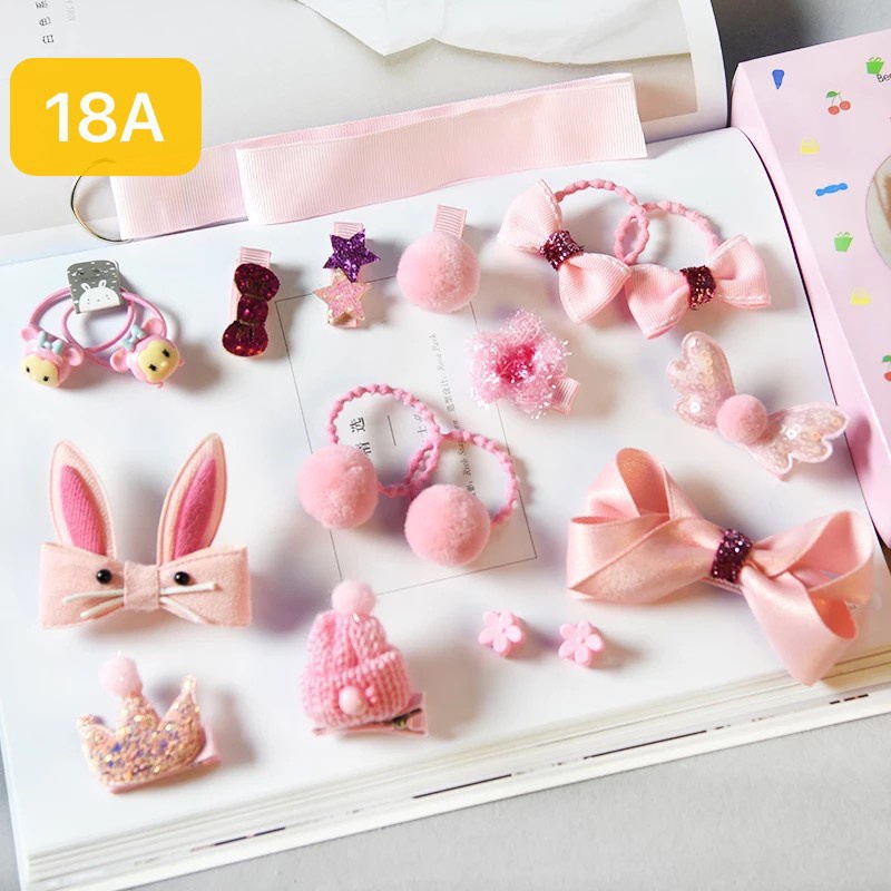 Set 18 Kẹp Tóc Hình Vương Miện Dễ Thương Cho Bé Gái