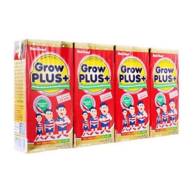 Lốc 4 hộp Sữa bột pha sẵn Nutifood Growplus đỏ 180ml