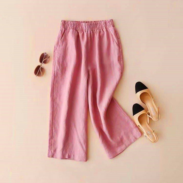 Quần ống Rộng nữ Vải Thun Cotton
