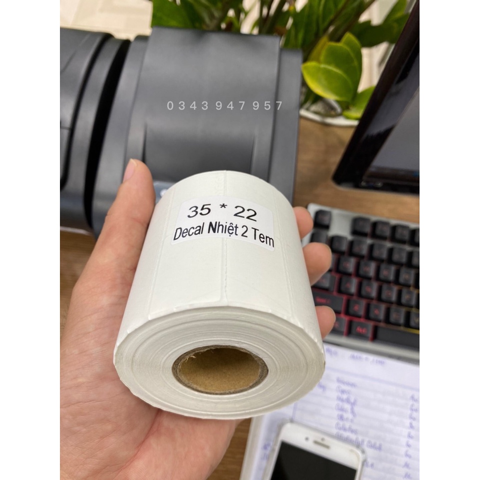 Giấy in mã vạch 2 tem khổ 35x22 - 72x22mm, decal nhiệt 2 tem cho máy in nhiệt xprinter 350b, 420b, kiotviet, sapo, tpos