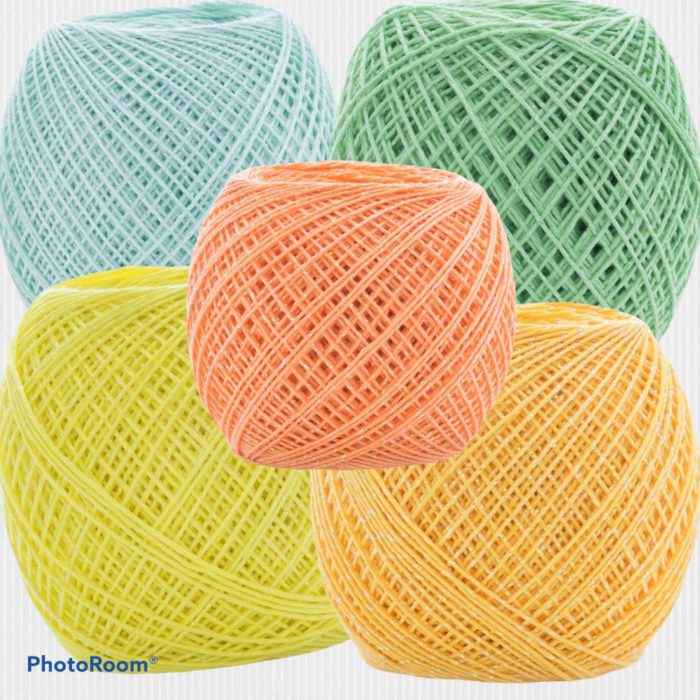 Cuộn len sợi Lace Cotton Nhũ Kim Tuyến Craft Yarn