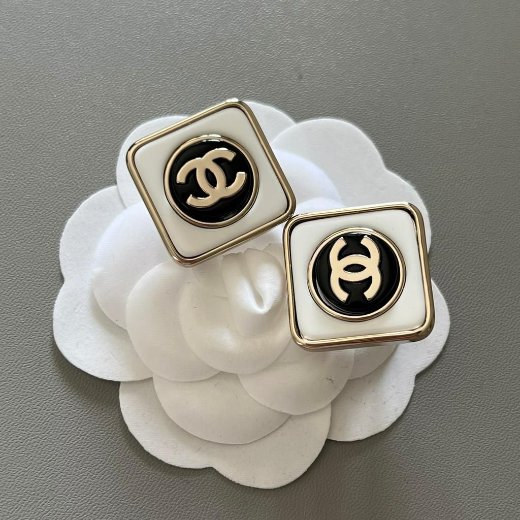 Bông Tai Mạ Bạc 925 Hình Vuông Chữ C / C Bằng Đồng Thau Phong Cách Retro Thời Trang 2023