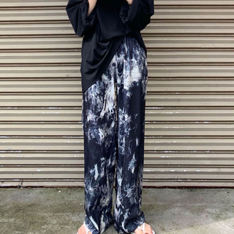 Quần hoa XINLANYASHE ống rộng tới mắt cá chân phong cách mới mùa hè năm 2021 cho nữ