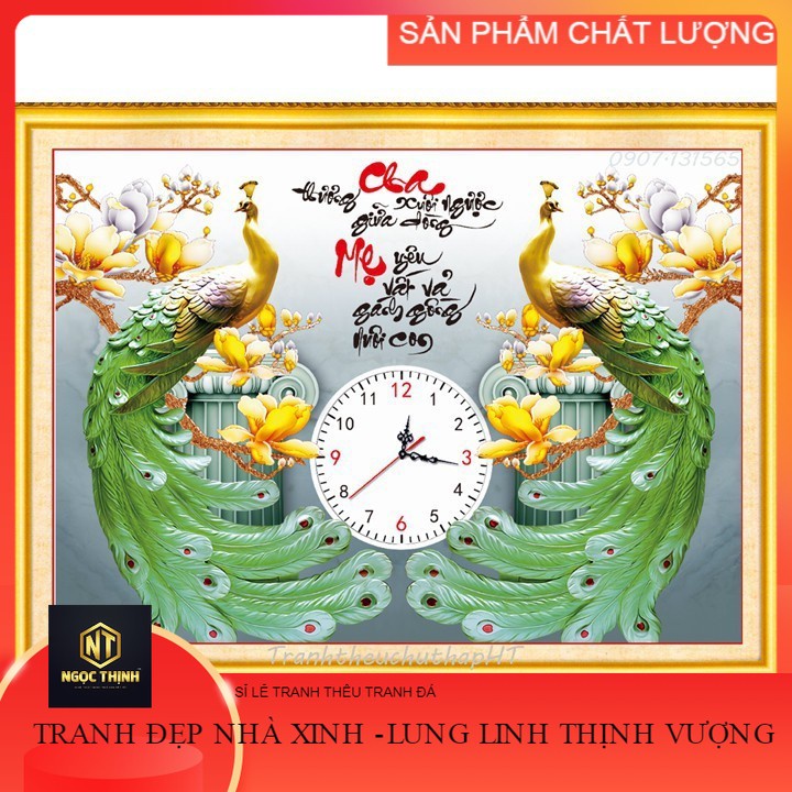 Tranh thêu chữ thập đồng hồ cha mẹ công kích thước 57*44cm ( Mã DV6084 ) [Hàng có sẵn]