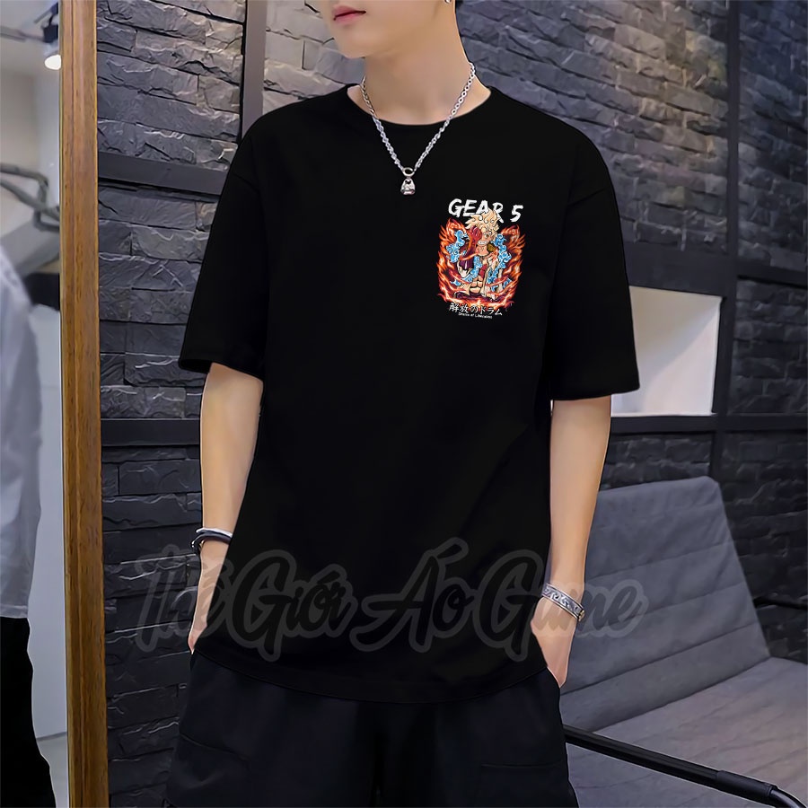 Áo one piece luffy gear 5 nika nam nữ Áo thun one piece luffy gear 5 trắng đen form rộng unisex cotton co giãn thoáng má