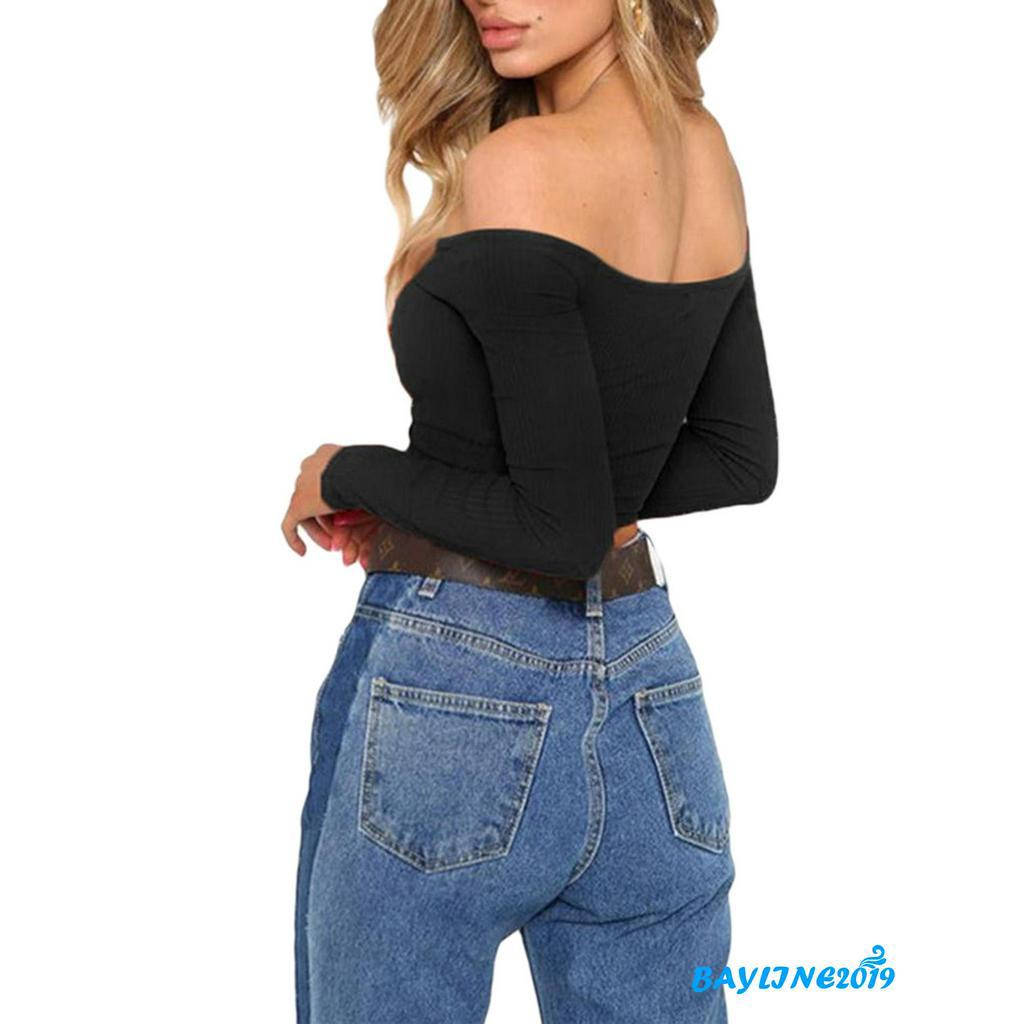 Áo Lửng Trễ Vai Dài Tay Quyến Rũ Dành Cho Nữ